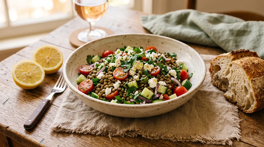 Mediterraner Linsensalat mit Feta