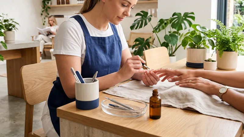 Tisch für Handpflege mit Werkzeug